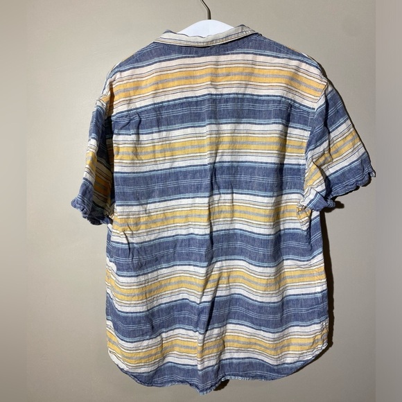 Tommy Bahama 100% linen striped blue shirt sleeve shirt, extra large - Picture 4 of 4